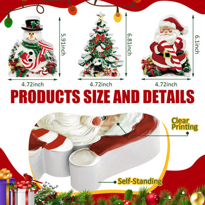 Yousoontic 3 Pcs Christmas Table Decorations Wooden Christmas Table Centerpieces Rustic tiered tray decor farmhouse Centerpieces Santa Claus Snowman Xmas Tree table signs for Xmas Winter Holiday Party