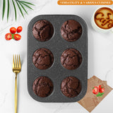 Walooza Muffin Cupcake Pan, Muffin Tins Nonstick 6, Muffin Top Cookie Cheese Cake Pan for Baking, Toast Oven Baking Supplies Small Cake Pans Muffin Cups Non Stick Walooza