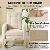 NIOIIKIT Modern Nursery Rocking Chair, Teddy Upholstered Rocking Chair with Footrest, Comfortable Rocker Recliner with Side Pocket, Rocker Glider for Living Room, Bedroom, Nursing Room (Apricot) NIOIIKIT