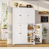 HOSTACK 68" Tall Kitchen Pantry Storage Cabinet, Modern Kitchen Hutch Cabinet with Doors and Shelves, Freestanding Food Pantry with Large Storage Drawer for Dining Room, Living Room, White HOSTACK