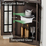 AMERLIFE Curved Corner Storage Cabinet, 65" Tall Freestanding Bookcase with Glass Doors & Adjustable Shelves, 5-Tier Corner Display Cabinet for Living Room, Bathroom, Laundry Room, Espresso AMERLIFE