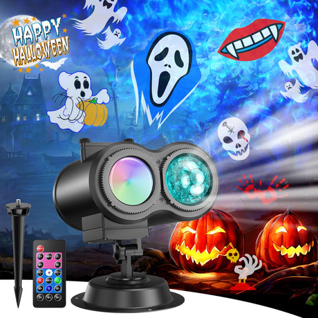 Fussion Halloween Projector Lights Outdoor, 29 Effects Holiday Christmas Projector Light Outdoor 2 in 1 with Remote, Christmas Decorations Lighting for Outside Home Party House Decor Fussion