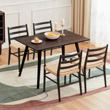 STARY Wood Rattan Dining Room Chairs Comfortable Woven Seat, Fully Assembled, New Black - Set of 2 STARY