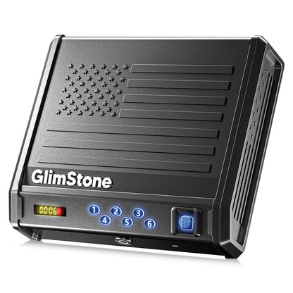 Glimstone Biometric Gun Safe for Pistols, Fingerprint Identification or Key Pad Quick-Access, Firearm Safety Device with 2 Keys, Smart Handgun Safe for Home Bedside Nightstand Car (Updated)