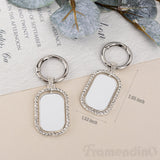 Framendino, 6 Pack Sublimation Blanks Metal Keychains Rhinestone Heat Transfer Square Rectangle Press Key Rings for Personalized DIY Crafts Photo Framendino