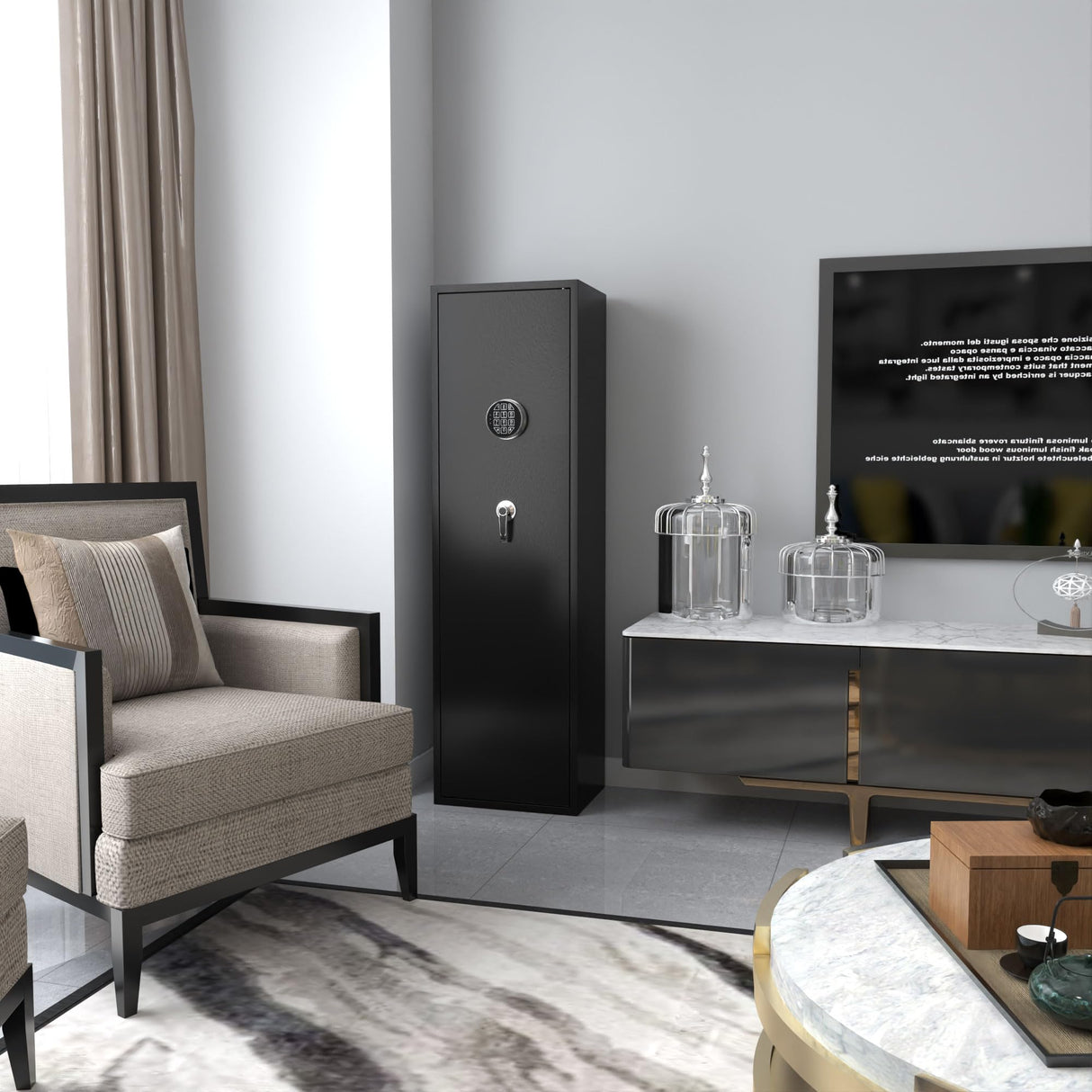 AOBABO 8-Rifle Gun Safe with Quick Access Keypad Lock, Security Cabinet Long Safes Gun Cabinet for Shotguns with Pistol Pocket Aobabo