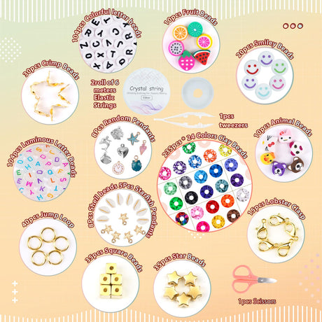 FZIIVQU 6100Pcs Clay Beaded Bracelet Making Kit for Girls 24 Colors Friendship Bracelet Beads Kit with Letter Beads Polymer Heishi Bead for Jewelry Making FZIIVQU