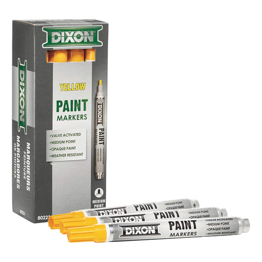 Dixon Paint Markers, Medium Tip, Box of 12, Yellow (80223)