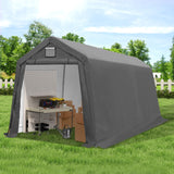 COVERONICS 7' x 12' Outdoor Storage Shed - Heavy Duty Portable Shelter Carport with Ventilation Windows and Roll-up Doors, Storage Shelter Tent for Motorcycle, Bike, Lawnmower and Garden Tools, Grey COVERONICS