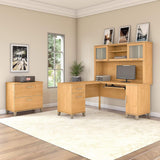 Bush Furniture Somerset L Shaped Desk with Storage | Corner Computer Table for Home Office, 60W, Maple Cross Bush Business Furniture