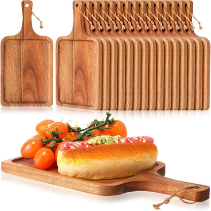 Tanlade 16 Pieces Acacia Wood Cutting Board with Handle Chopping Boards Decorative Charcuterie Platter Pizza Serving Tray Cheese Fruit Board for Kitchen Counter Christmas Table Decorate (12 x - WoodArtSupply