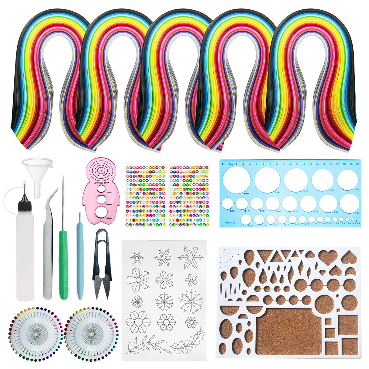 Woohome Quilling Supplies Paper Quilling Kits with 13 Quilling Tools and 1300 Strips Quilling Paper for Craft Woohome