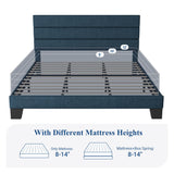 Allewie King Size Platform Bed Frame with Fabric Upholstered Headboard and Wooden Slats Support, Fully Upholstered Mattress Foundation/No Box Spring Needed/Easy Assembly, Navy Blue Allewie