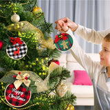 Caydo 12 Pack Christmas Ornament DIY Craft Kit Includes 3 Inch Bamboo Embroidery Hoops, Christmas Plaid Fabric, Mini Pine Cones, Artificial Pine Needle and Small Berries for Christmas DIY Decor Caydo