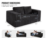 Modular Sectional Sofa 2 Seater Loveseat Modular Sofa Couch with Deep Seat Memory Foam Cloud Sofa Chair with Pillows Oversized Sectional Sofa for Living Room Bedroom (Strip Grey, Loveseat) Hobestluk