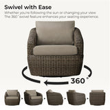 CHITA 5 Pieces Patio Wicker Furniture Set, Outdoor Rattan Bistro Set with Removable Thickened Cushions, Fully Assembled(Gray Cushions with Brownish Gray Wicker) CHITA