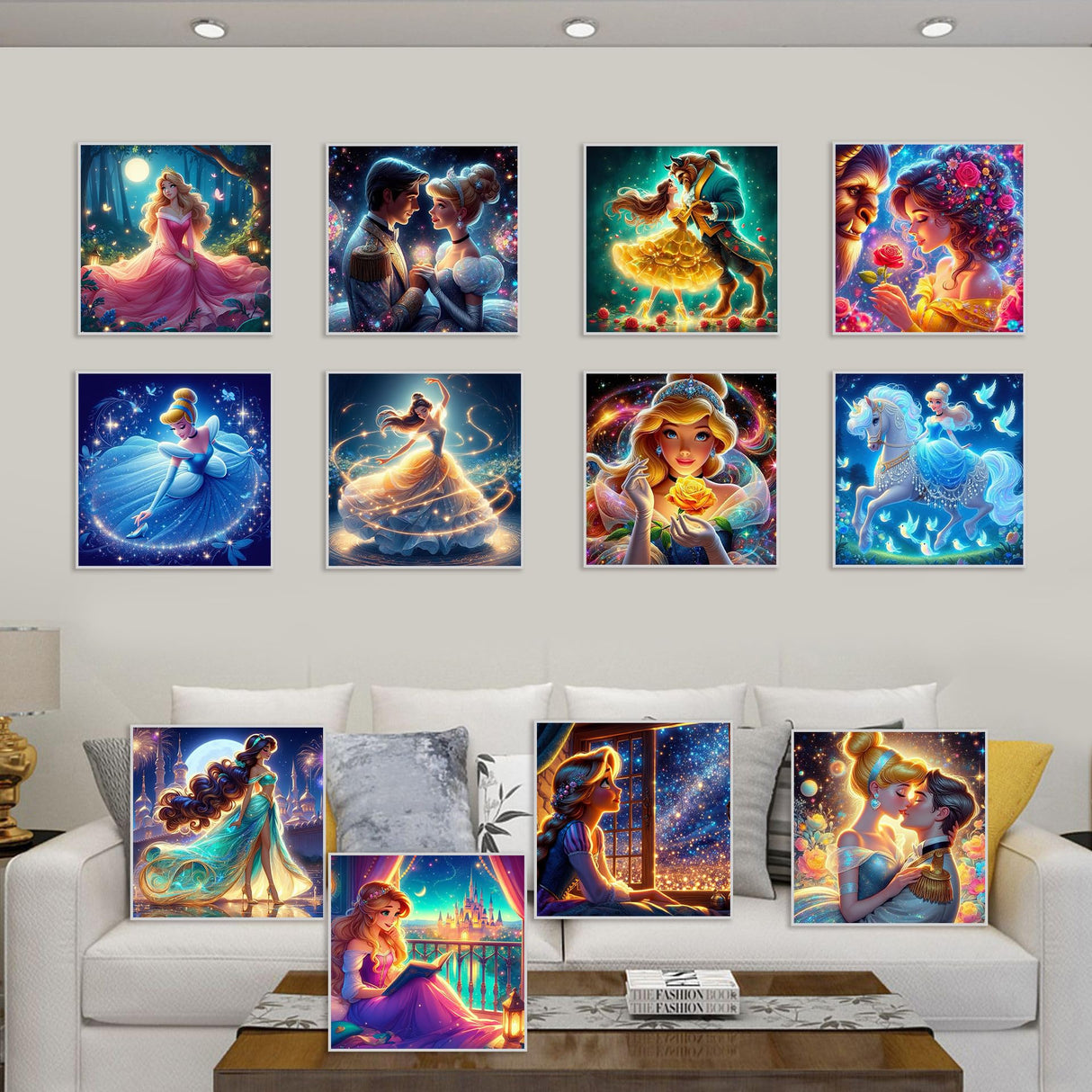 KEYRANKE 12 Pack Diamond Painting Kits for Adults 5D DIY Princess Diamond Art Kit Paint with Round Full Drill Diamonds for Beginners Gem Paintings Art for Home Wall Decor Gifts(12X12 Inch) KEYRANKE