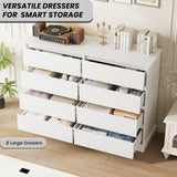 GarveeHome White 8 Drawer Dressers for Bedroom, Chest of Drawers with Deep Drawers, Large Double Dresser for Closet with Wide Top, Horizontal Wooden Dresser for Living Room, Hallway, Kids Room GarveeHome