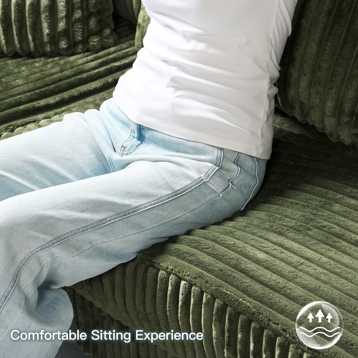 Belffin U Shaped Couch with Reversible Chaises Sectional Couches for Living Room Sectional Couch with Ottomans Corduroy (Green, U Shaped) Belffin