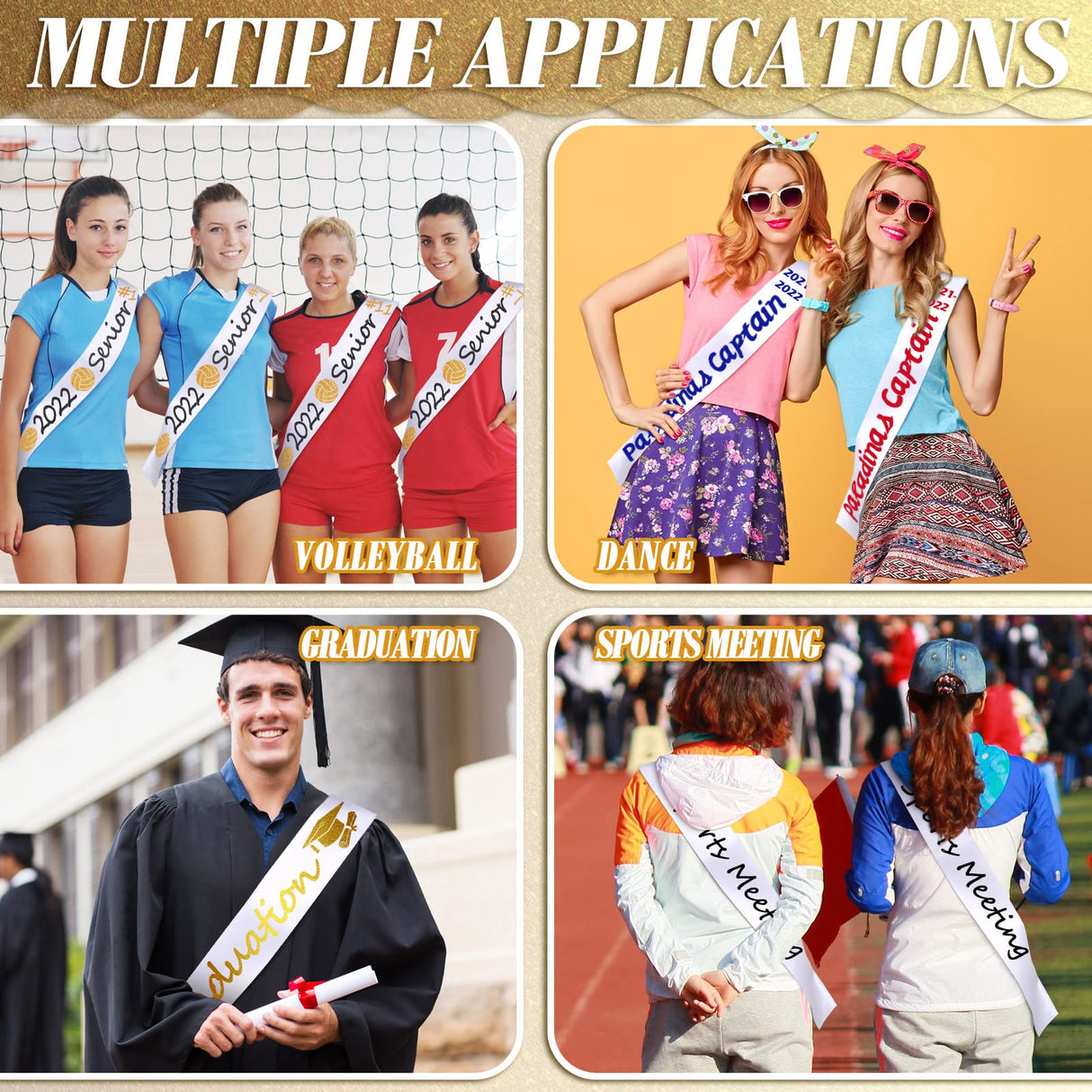 Geyoga 48 Pieces Class of 2025 Sash Satin Sashes Pageant Sashes Plain Sashes for DIY Wedding Birthday Party Supplies Decor(White) Geyoga