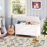 HOOBRO Storage Chest, Retro Toy Box Organizer with Safety Hinge, Sturdy Entryway Storage Bench, Wooden Look Accent Furniture, Easy Assembly, White WT100CW01 HOOBRO