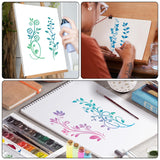 12pcs Leaf Vine Stencils, Leaves & Flower Stencil Reusable Floral Stencil Spring Drawing Templates for Painting on Walls DIY Craft Canvas Home Decor Wall Art Gosknor