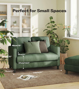 Welzona Loveseat Sofa, 51" Love Seat, Comfy Corduroy Small Loveseat for Small Spaces, Tool-Free Setup Couch for Bedroom, All-Wood Couches for Living Room, No Pillow Included, Green Welzona