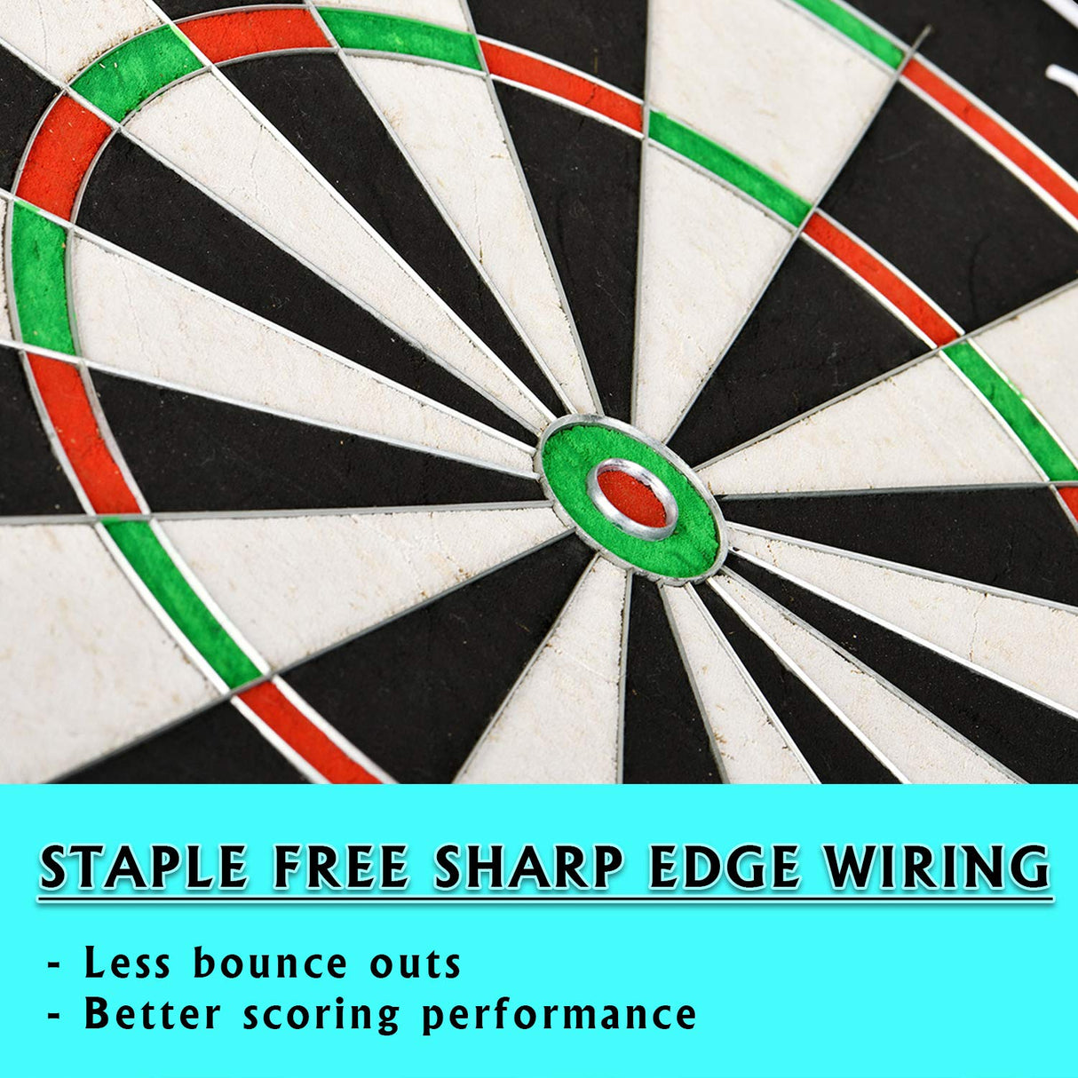 LinkVisions Sisal/Bristle Dartboard with Staple-Free Bullseye 17.8” x1.5 and 12 Steel Tip Darts 18g, Dartboard Mounting Kits Included LinkVisions
