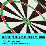 LinkVisions Sisal/Bristle Dartboard with Staple-Free Bullseye 17.8” x1.5 and 12 Steel Tip Darts 18g, Dartboard Mounting Kits Included LinkVisions