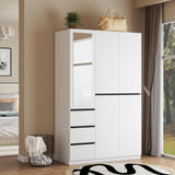 Wakefit 5 Door Armoire Wardrobe Closet with 3 Drawers & Mirror, Wooden Bedroom Armoires with Shelves and Hanging Rod, Freestanding Wardrobe Cabinet for Bedroom, Guest Room (White) Wakefit
