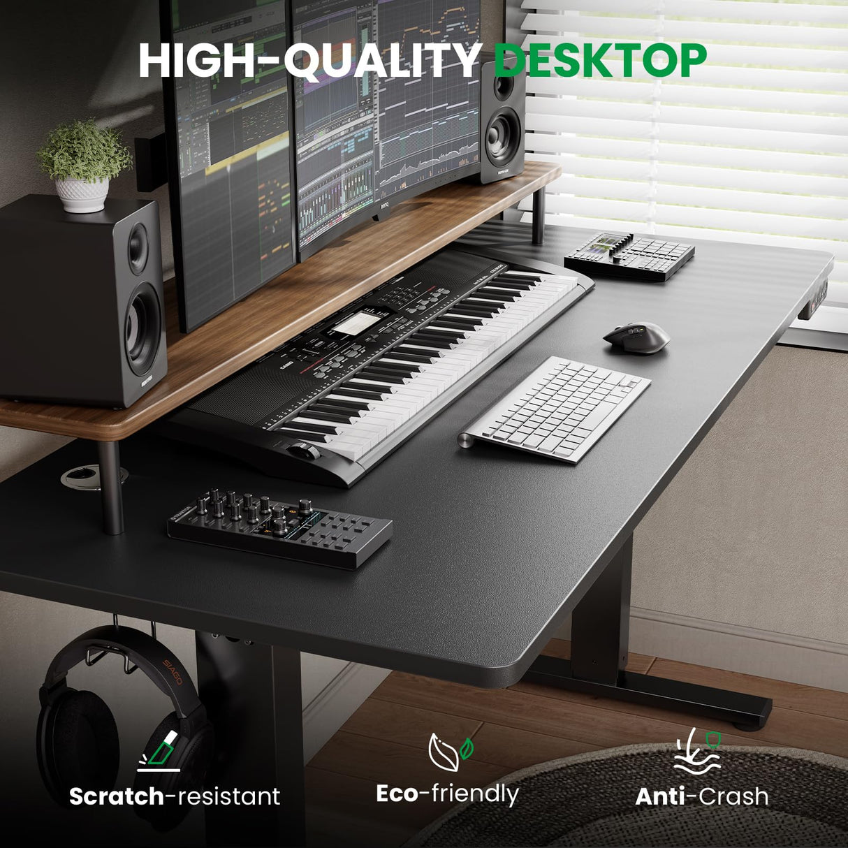 SIAGO Electric Standing Desk Adjustable - 55 x 24 Inch Sit Stand up Desk with Cable Management - 3 Memory Preset Adjustable Height Table SIAGO