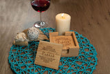Tayfus Personalized Bamboo Coasters, Set of 4 Square Custom Coaster with Holder, Customized Gift Ideas For Christmas, Anniversary, Housewarming, Birthday, Engagement, Wedding Tayfus