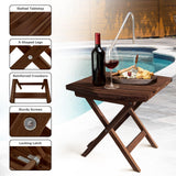 Melino Wooden Folding Table, Acacia Wooden Small Table for Indoor and Outdoor uses, Weather Resistant and Fully Assembled (Chestnut) Melino