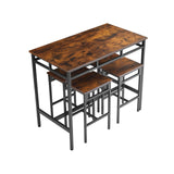 Rustic Brown Industrial 5-Piece Kitchen Bar Table Set with Counter Stools Ball & Cast