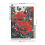 Lxmsja Red Rose Diamond Art Kits for Adults, Butterfly DIY Full Drill Diamond Painting Kits for Beginners, 5D Gem Art Crafts for Adults, Home Wall Decor 12x16 inch Lxmsja