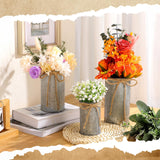 Zonon 3 Pcs Farmhouse Vase Decor with Twine Bow 4.33" Galvanized Flower Bucket 5.91" Metal Pots 7.09" Rustic Decorated Vases for Artificial Flowers Home Table Weddings Decor (Black) Zonon