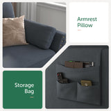 HONBAY Convertible Sectional Sofa L Shaped Couch Reversible Sectional for Small Apartment, Bluish Grey HONBAY