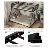 Furniture of America Dravenor Modern Metal Twin Over Full Low Profile Bunk Bed with Reversible Ladder and Twnty-Two Slats, No Box Spring Required, for Kids, Bedroom, Dorm, Black Furniture of America