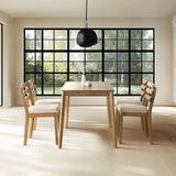 Modern Dining Table Set for 4, Wooden Farmhouse Dining Roon Table and Solid Wood Chairs, 7-Piece Dining Set for Home, Kitchen, Dining Room, 6 Upholstered Chairs, Solid Wood Legs SIMTONAL