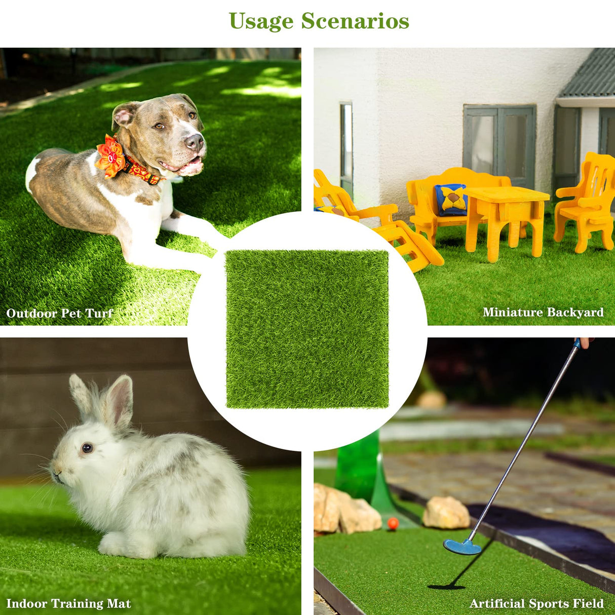 TURSTIN 6 Packs Artificial Grass Square Mat 12 x 12 Inch Fake Grass Turf Patch with Drainage Hole Synthetic Garden Grass Tiles Realistic Grass Rug for DIY Indoor Outdoor TURSTIN