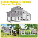 AIVITUVIN Chicken Coop with Nesting Box Mobile Chicken House on Wheels for 2-4 Chickens Rabbit Hutch Pull-Out Tray Wooden Poultry Cage Aivituvin