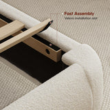 ZENBEDING Cloud Bed Frame King Size, Soft Boucle Bed Frame with Round Corner, Upholstered King Size Bed Frame with Heavy Duty Wood Slat, No Box Spring Needed, Easy Assembly, White ZENBEDING