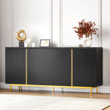 BELLEZE Sideboard Buffet Cabinet, 63" Storage Cabinet with Fluted Decorative Doors, Modern Console Table for Dinning Room, Kitchen & Living Room - Colemen (Ebony) BELLEZE