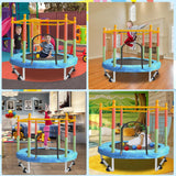 Toddler Trampoline for Kids Ages 1-8, 55'' Small Trampoline with Safety Enclosure Net, Indoor & Outdoor Baby Mini Trampolines, No-Gap Safe Design for Toddlers Jump, Gifts for Children & Boys & Girls SZBOB