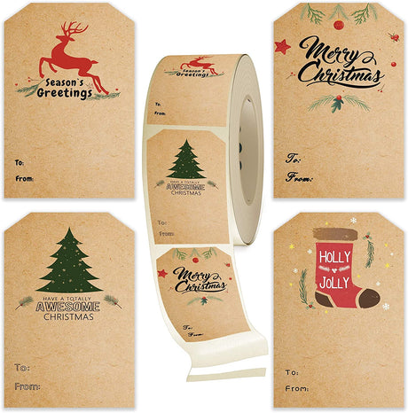 Self Adhesive Gift Tag Stickers -Christmas Gift Tags- Decorative Stickers for Holiday Presents & Packages - Easy to Write& Peel - Convenient Dispenser Box, 80 Pcs & 2 x 3 Inch (Christmas Gift Tag) HomeDoReMi