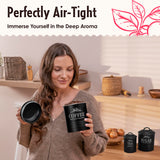 noonberry Canisters for Kitchen Counter, Set of 5 Black Containers, Airtight Coffee Tea Flour Sugar Canisters Sets for the Kitchen Countertop & Kitchen Utensil Holder noonberry