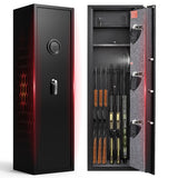 8-12 Gun Cabinet, Gun Safe for Rifles and Pistols, Electronic Rifle Safes for Home, Long Gun Cabinet for Shotgun, Large Gun Locker with Adjustable Shelf, Dual Alarm & Mute System, Quick Access SHICHI