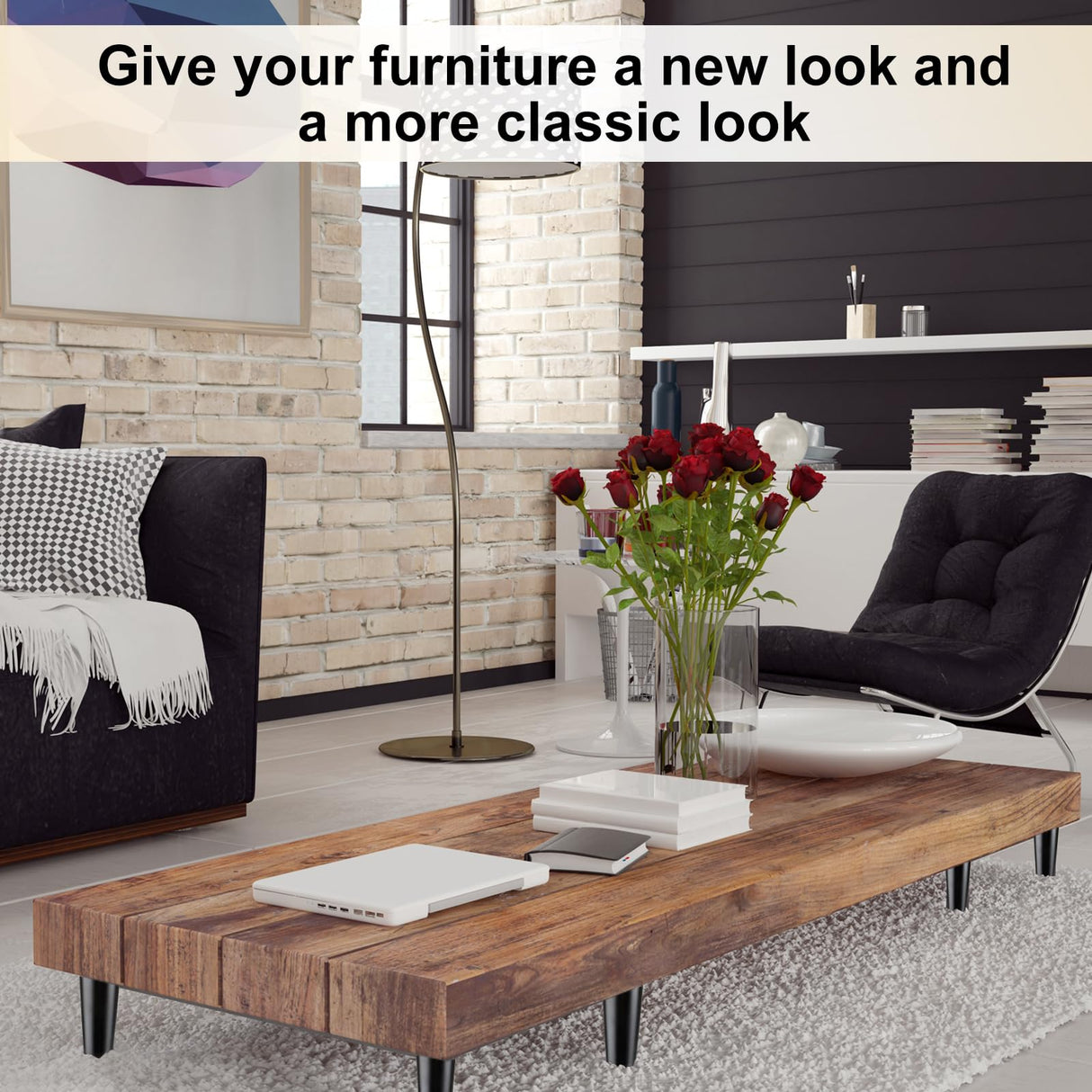 Maitys 4 Inch Round Solid Furniture Legs Furniture Wooden Replacement Chair Feet Dresser Sofa Couch Legs Table Cabinet Footstool DIY Projects for Home(Black,16 Pcs) Maitys