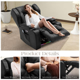 Power Recliner Chairs for Adults with Massage and Heat,Single Faux Leather Recliner Chair Sofa Reclinable Home Theater Seating with LED Lights,Cup Holders,Reclining Chair for Living Room (Black) Generic