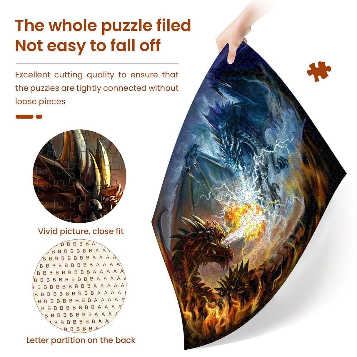 Puzzles for Adults 1000 Piece Jigsaw Puzzles Fire Dragon and Electric Dragon Fight Puzzle Game for Indoor Activity Family Game Toy Gifts (27.5"x 19.7") najiaxiaowu